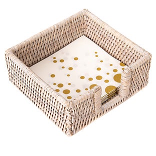 Artifacts Trading Company Artifacts Rattan Cocktail Napkin Holder with Cutout - White wash